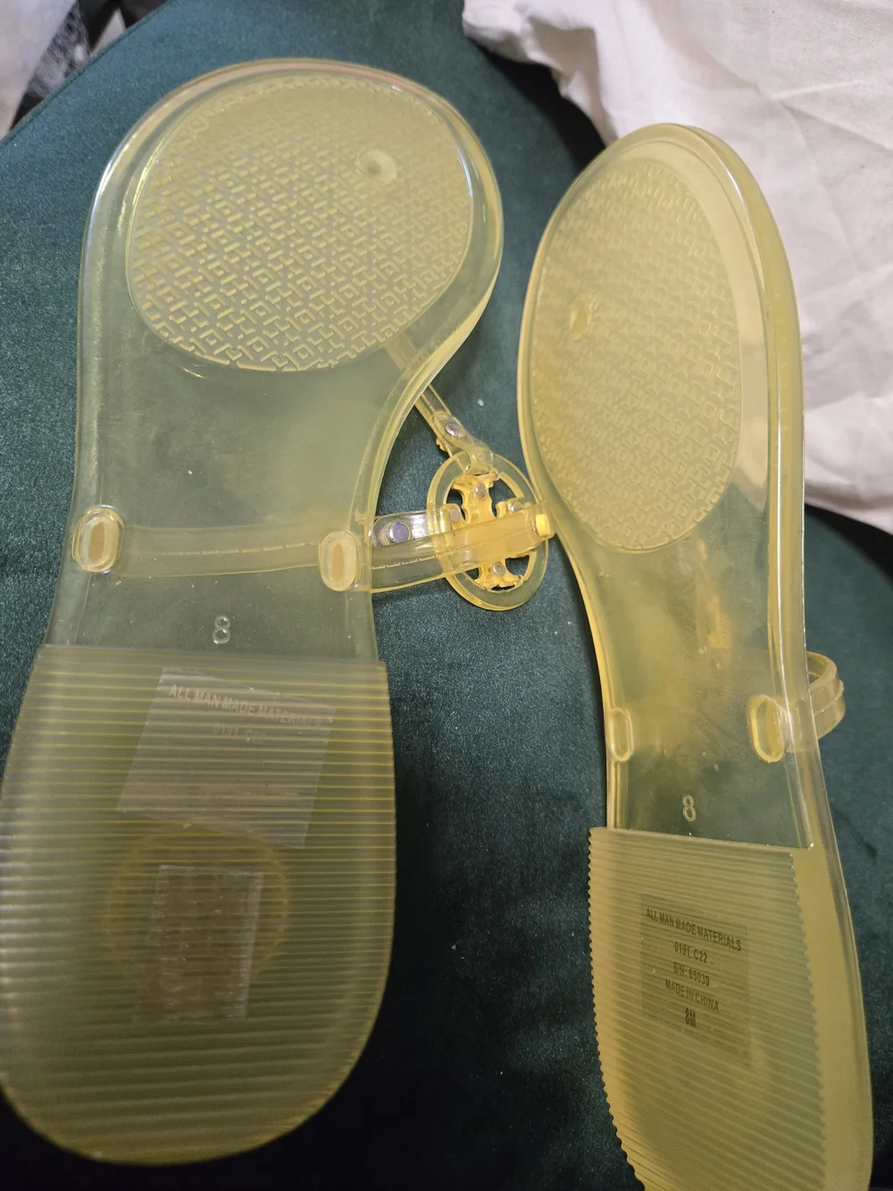 Tory Burch Transparent Yellow Jelly Logo Thong Sandals. Firm Priced